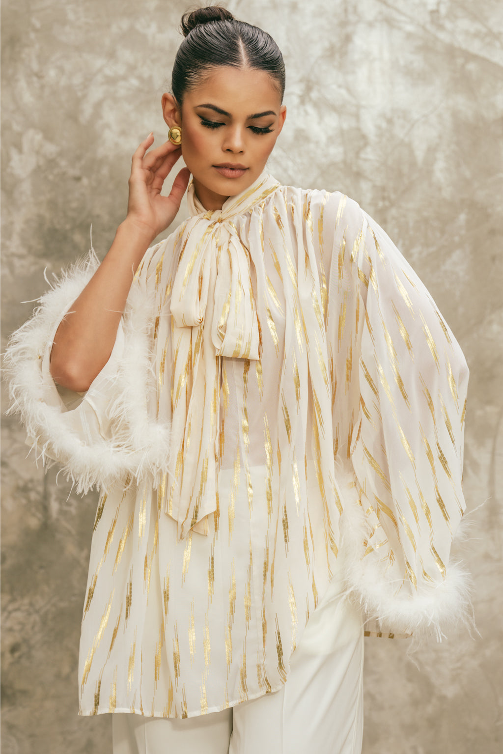 FEATHERS BLOUSE | GOLD
